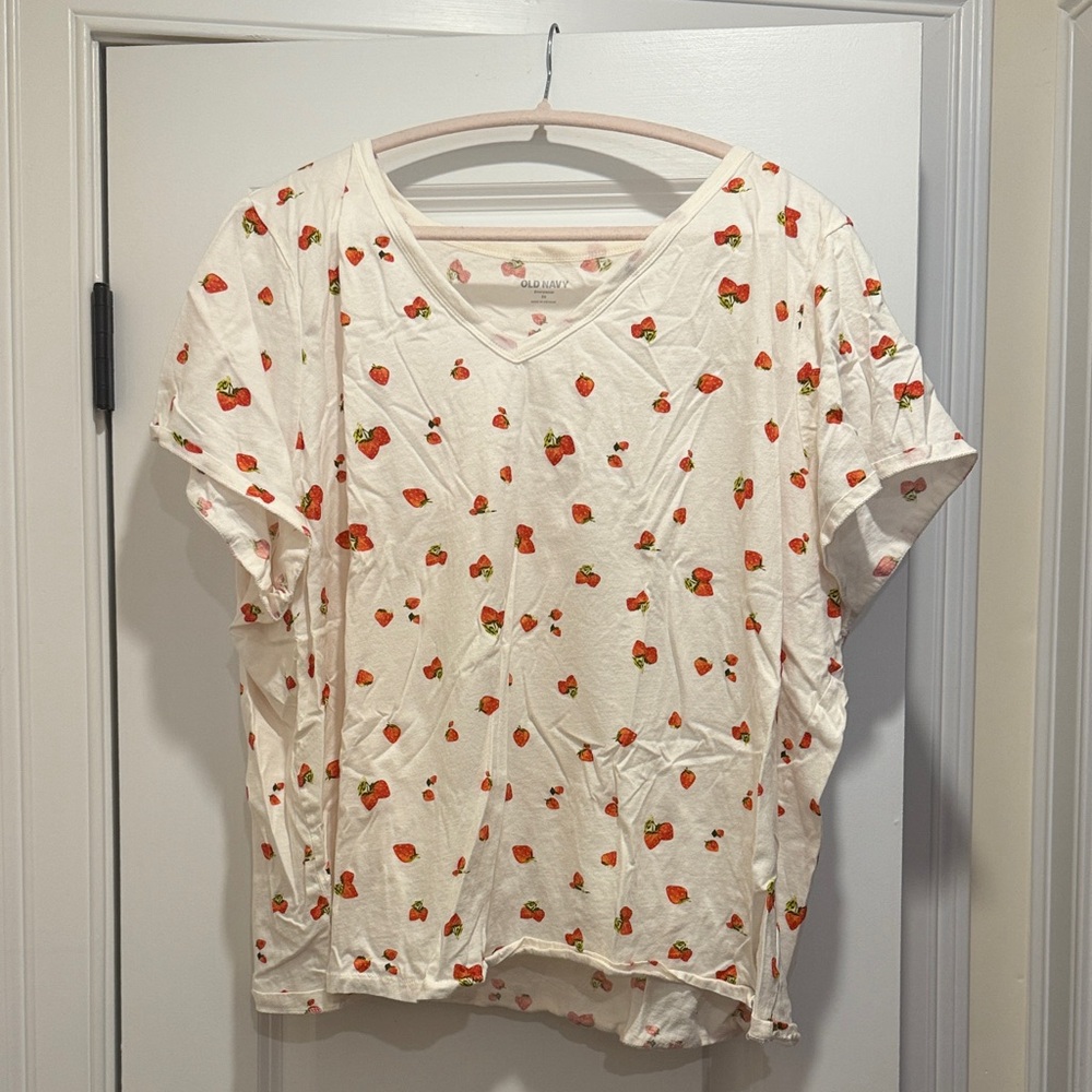 Old Navy White Top with Strawberry Print